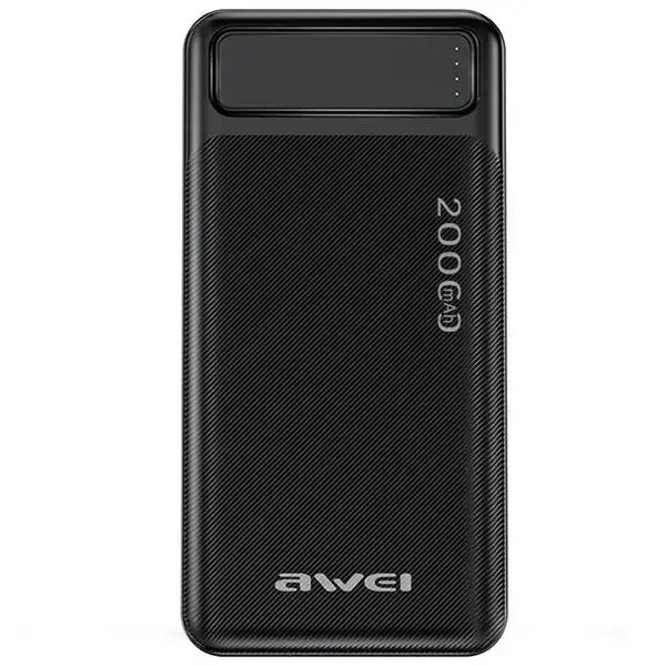 AWEI P6K ārējais akumulators (powerbank) | 20000 mAh | USB-A, Micro USB | melns