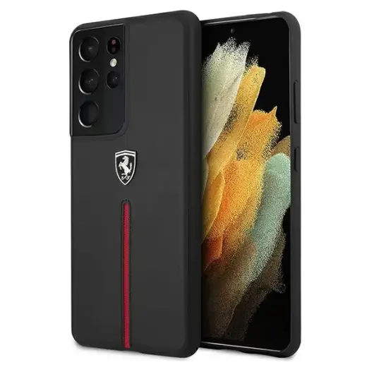 Ferrari FEOSIHCS21LBK S21 Ultra G998 black hardcase Off Track Leather Nylon Stripe