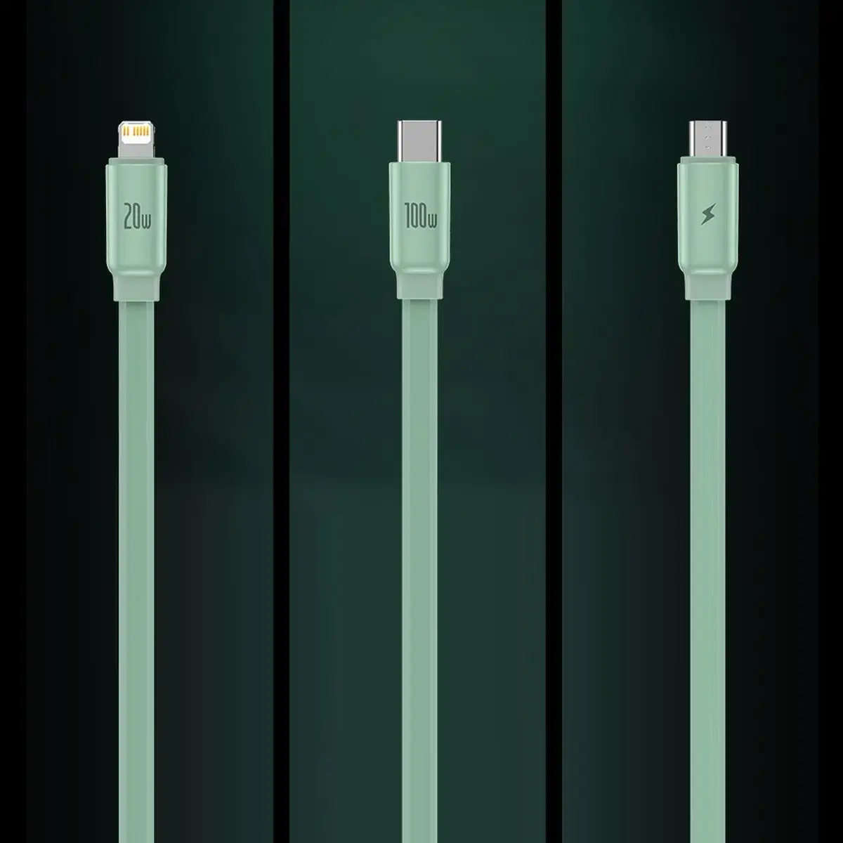 Baseus Traction Series 3-in-1 retractable cable USB Type C - micro USB | USB Type C | Lightning Power Delivery 100W 1.7m green (CAQY000006)
