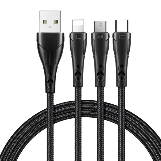 Mcdodo CA-6960 3-in-1 data transfer and charging cable | USB-A to USB-C, Lightning, Micro USB | 15W | 1.2m | black