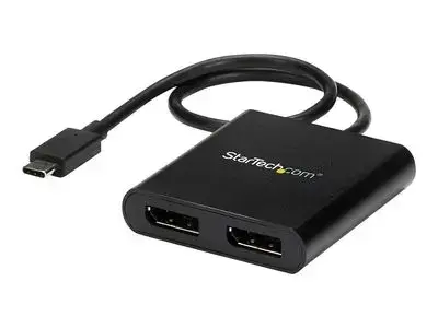 StarTech.com 2-Port Multi Monitor Adapter - USB-C to DisplayPort 1.2 Video Splitter - USB-C to Dual DP MST Hub - TB3 Compatible - Windows - external video adapter