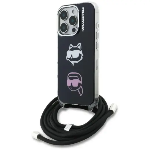 Karl Lagerfeld IML Crossbody Karl&Choupette Head чехол для телефона iPhone 16 Pro Max черный