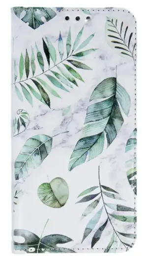 Fusion Trendy Spring Leaves Case Grāmatveida Maks Priekš Samsung A217 Galaxy A21S Balts - Zaļš