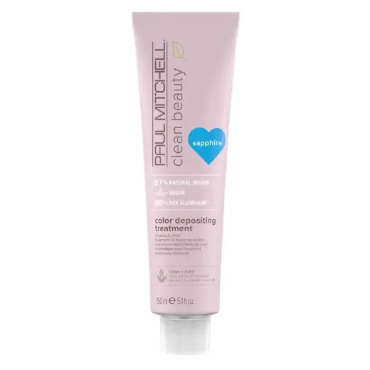 Paul Mitchell Clean Beauty Color-Depositing Treatment  for Refreshing + Protecting Color-Treated Hair  Sapphire  5.1 Fl. Oz