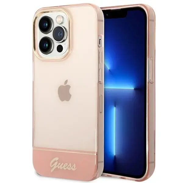 Guess GUHCP14XHGCOP iPhone 14 Pro Max  6,7" różowy|pink hardcase Translucent