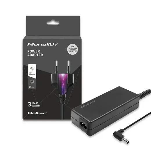 Qoltec Power adapter for LG / Samsung monitor | 65W | 19V | 6.5*4.4 | +power cable