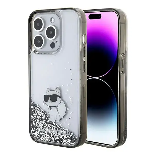 Karl Lagerfeld KLHCP15LLKCNSK iPhone 15 Pro 6.1" transparent hardcase Liquid Glitter Choupette
