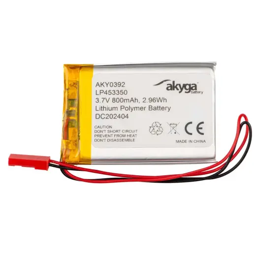Lithium Polymer Battery Akyga AKY0392 LP453350 Li-Po 3.7V | 800mAh PCM JST 2.54 2Pin Connector 150mm