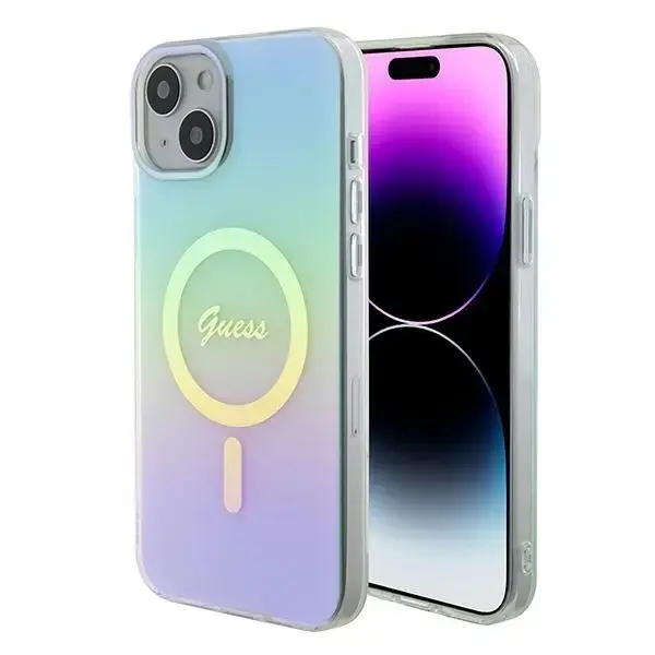 Guess GUHMP15MHITSQ iPhone 15 Plus 6.7" turquoise|turquoise hardcase IML Iridescent MagSafe
