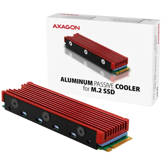 AXAGON CLR-M2 passive - M.2 SSD, 80mm SSD, ALU body, silicone thermal pads