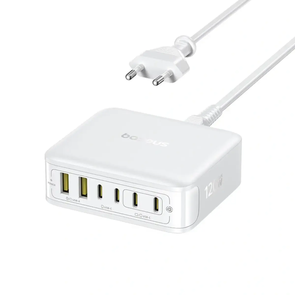 Baseus EnerFill FH21 tīkla lādētājs | 120W | GaN | USB-C, USB-A | balts