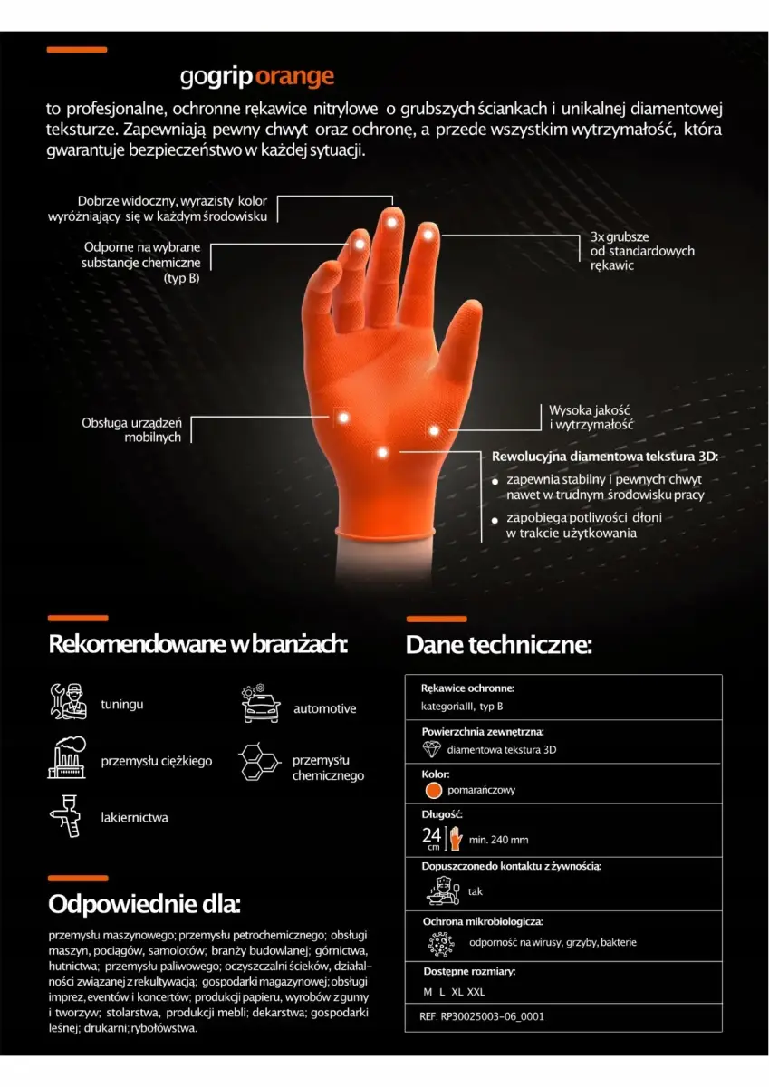 Nitrile gloves GoGrip  orange size XL, 50 pcs