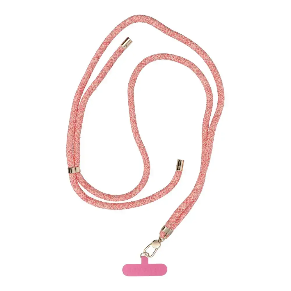 SWING (8mm) Phone lanyard, Phone pendant with adjustable length / cord length 165cm (max 82.5cm in the loop) / on the shoulder or neck - pink-white