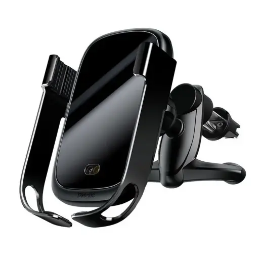 Baseus Rock Smart Vehicle Bracket Wireless Charger 10W Electric Auto Car Mount Bracket Air Vent Holder Qi Charger 10W with Infrared black (WXHW01-01)