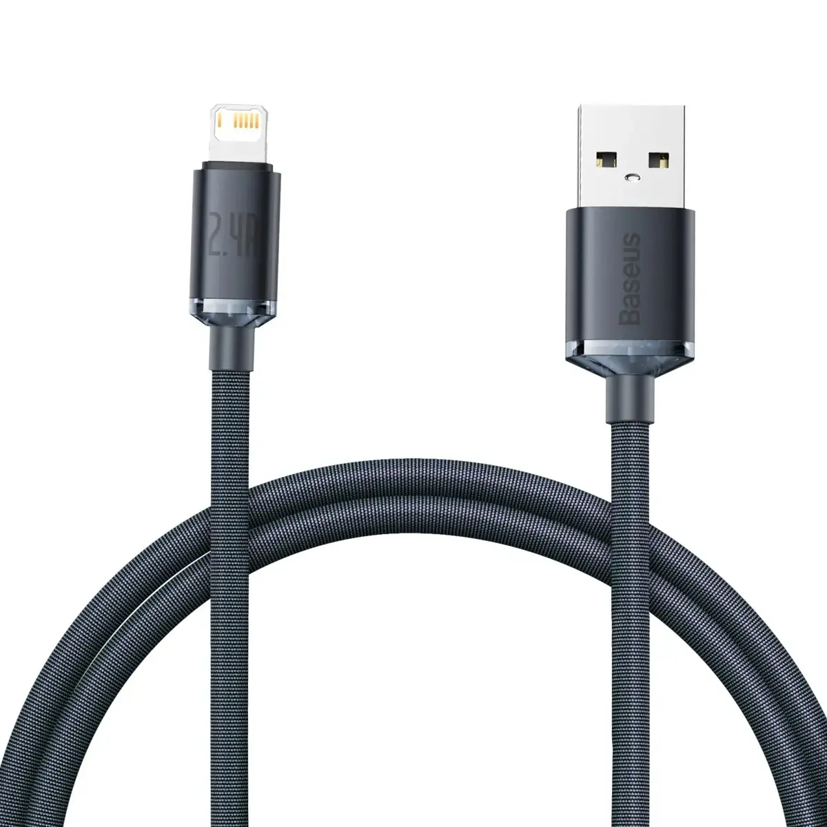 Baseus Crystal datu pārraides un uzlādes vads | USB-A uz Lightning | 12W | 1.2m | melns