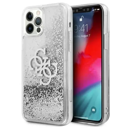 Guess GUHCP12LLG4GSI iPhone 12 Pro Max 6.7" silver|silver hardcase 4G Big Liquid Glitter