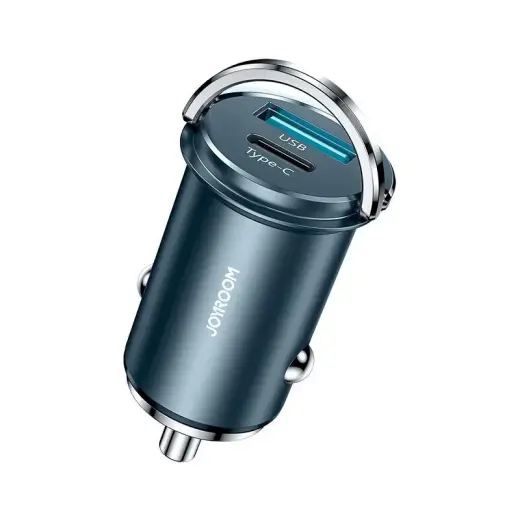 Joyroom mini dual port USB Type C | USB 20 W 5 A smart car charger Power Delivery Quick Charge 3.0 AFC SCP blue (C-A45)