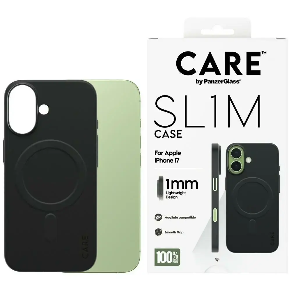 CARE by PanzerGlass SL1M maciņš ar MagSafe atbalstu telefonam iPhone 17 melns