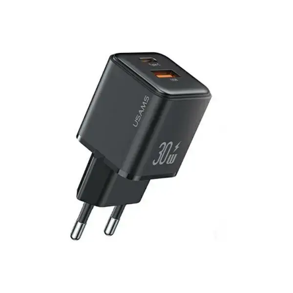 USAMS X-ron Series CC189TC01 tīkla lādētājs | 30W | PD3.0 | USB-A, USB-C | melns