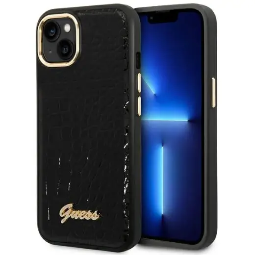 Guess GUHCP14SHGCRHK iPhone 14 6,1" czarny|black hardcase Croco Collection