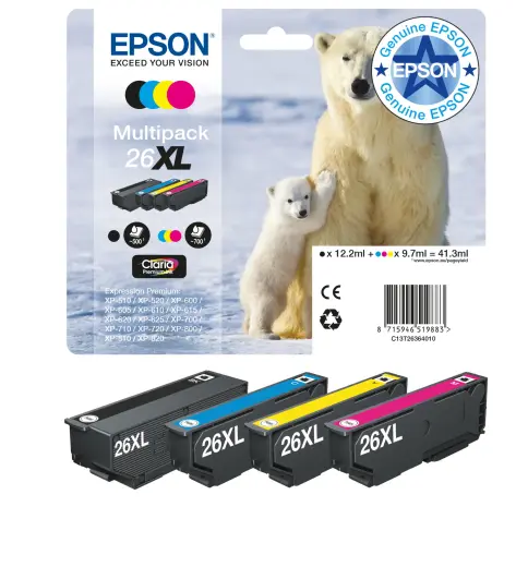 Tintes kārtridžu komplekts Epson 26XL C13T26364010 BK/C/M/Y