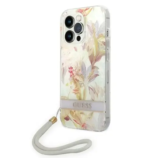 Guess GUOHCP14XHFLSU iPhone 14 Pro Max 6,7" fioletowy|purple hardcase Flower Strap