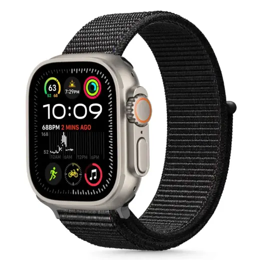 Tech-Protect Nylon išmaniojo laikrodžio dirželis Apple Watch 6/7/8/9/10/SE/Ultra 1/2 (44/45/46/49 mm) | nailoninis | juodas