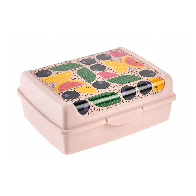 Pārtikas uzglabāšanas trauks deco-click-box midi 1L Carla “Fruits” 17x13x7cm rozā