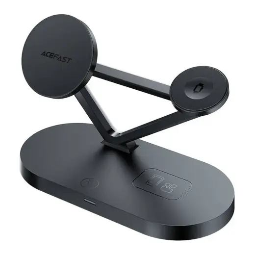 Acefast 15W Qi Wireless Charger for iPhone (with MagSafe), Apple Watch and Apple AirPods Stand Holder Magnetic Holder Black (E9 black)