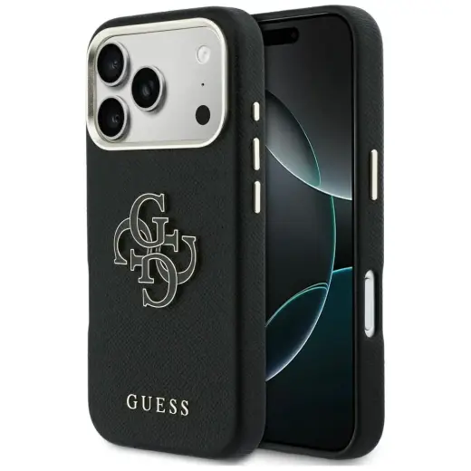 Guess FW Resin Logo maciņš telefonam iPhone 17 Pro Max melns