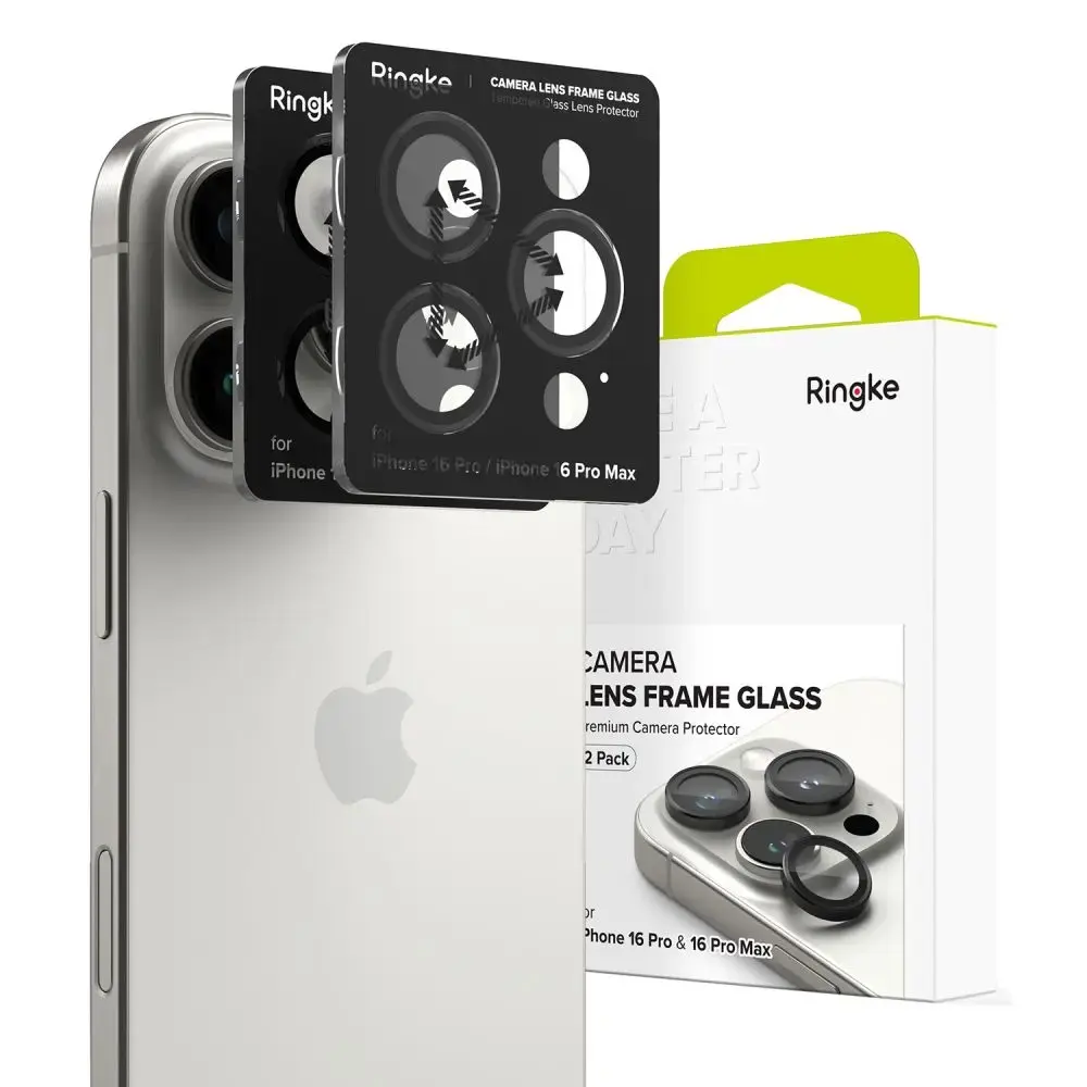 RINGKE KAMERAS RĀMJA AIZSARGS 2 GAB. IPHONE 16 PRO | 16 PRO MAX MELNS