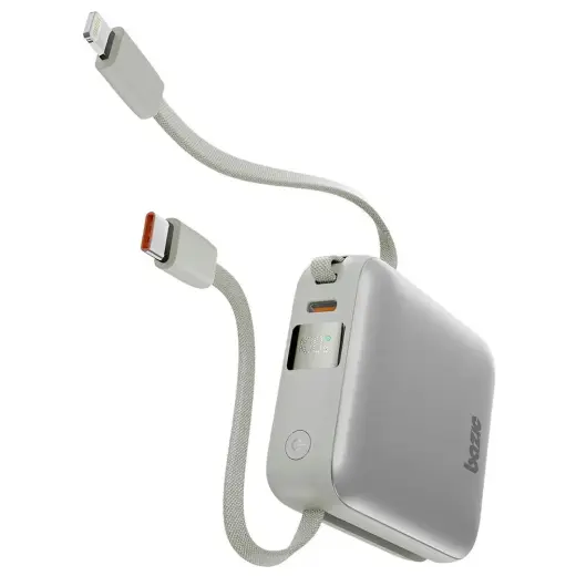 Bazic Fusion Mini external battery (powerbank) | 10000 mAh | 22W | USB-C, Lightning | LED display | grey