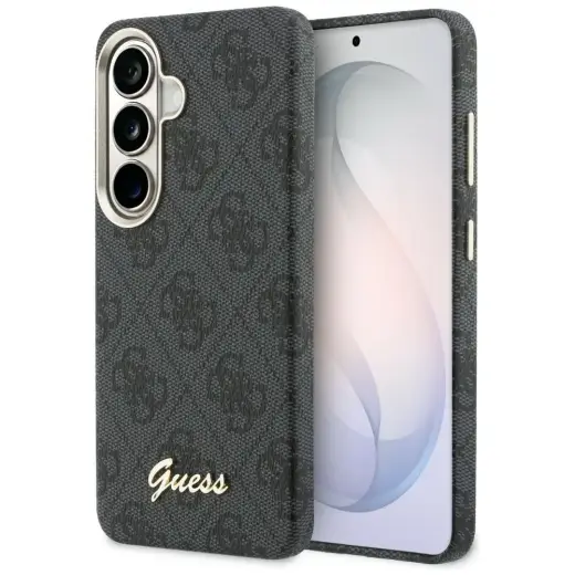 Guess 4G Script telefono dėklas su MagSafe palaikymu Samsung Galaxy S26 (S942) juodas