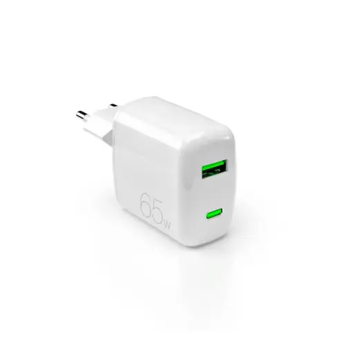 Puro 65W GaN USB-A USB-C tīkla lādētājs | 65W | GaN | USB-C | balts