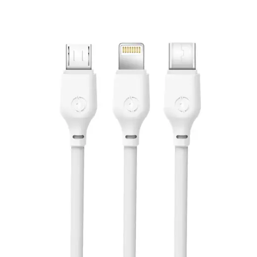 XO NB103 3-in-1 провод для передачи данных и зарядки | USB-A на Lightning, USB-C, Micro USB | 10.5W | 1m | белый