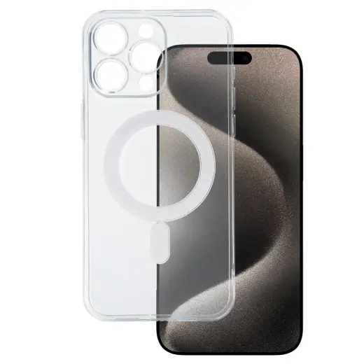 TEL PROTECT MagSilicone чехол с поддержкой MagSafe для телефона iPhone 15 Pro Max прозрачный