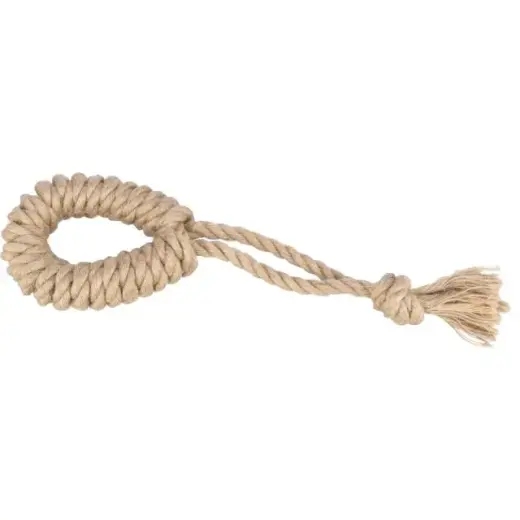 Dog toy (rope) - Trixie Playing rope with ring, hemp|cotton, 32 cm