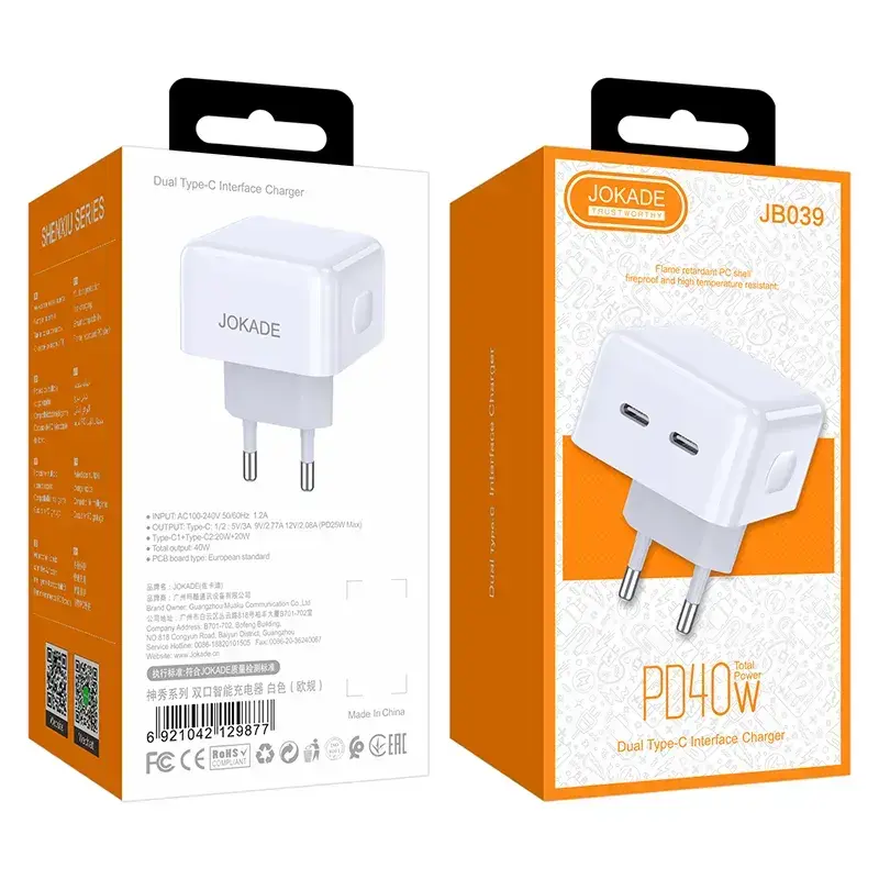 Jokade JB039 tīkla lādētājs | 20W | PD | USB-C | balts