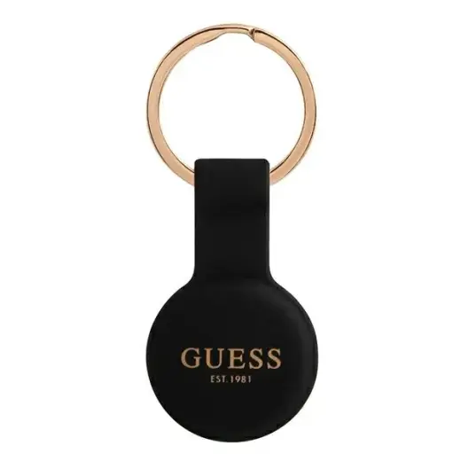 GUATSGEK Guess Liquid Silicone Classic Logo AirTag Case Black