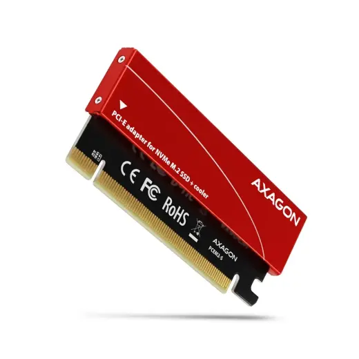 PCEM2-S PCI-E 3.0 16x - M.2 SSD NVMe, up to 80mm SSD, low profile, cooler