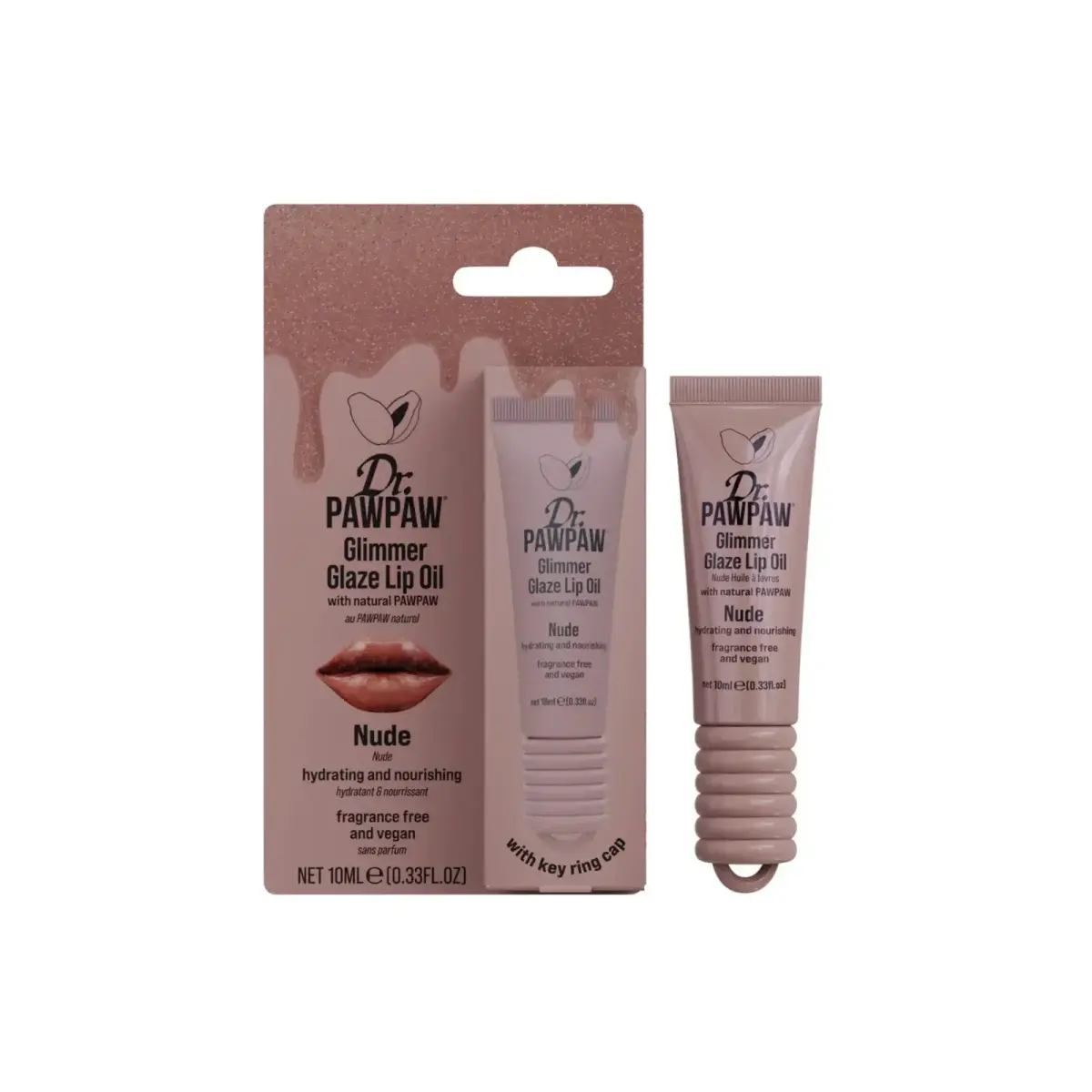 Dr. PawPaw, Glimmer Glaze, Hydrating & Glow, Lip Oil, Nude, 10 ml