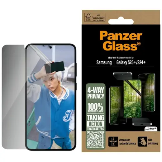 PanzerGlass Eco Matrix Ultra-Wide Fit tempered glass for phone Samsung Galaxy S25+