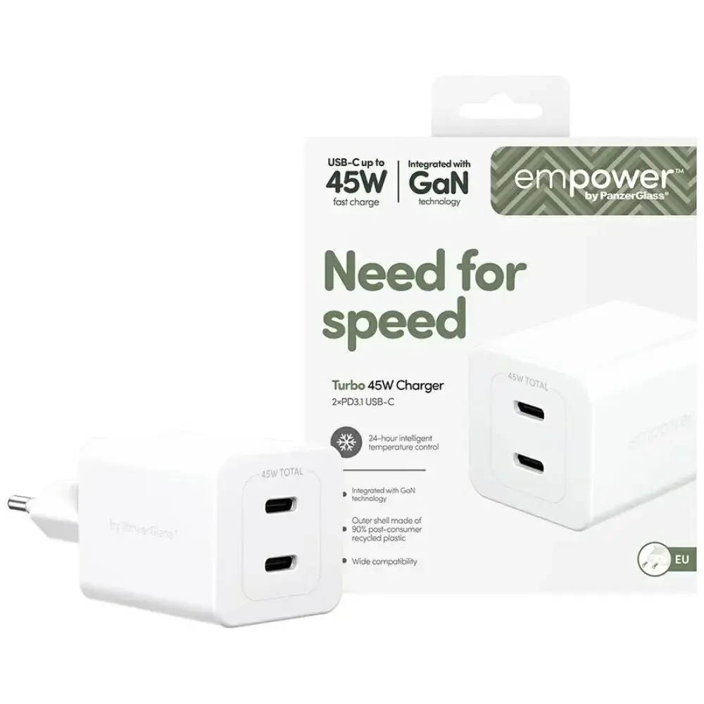 PanzerGlass Empower Turbo tīkla lādētājs | 45W | USB-C | balts