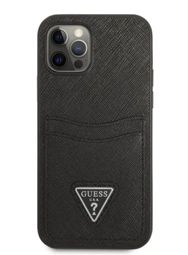 Guess Saffiano Double Card Case for iPhone 12|12 Pro Black