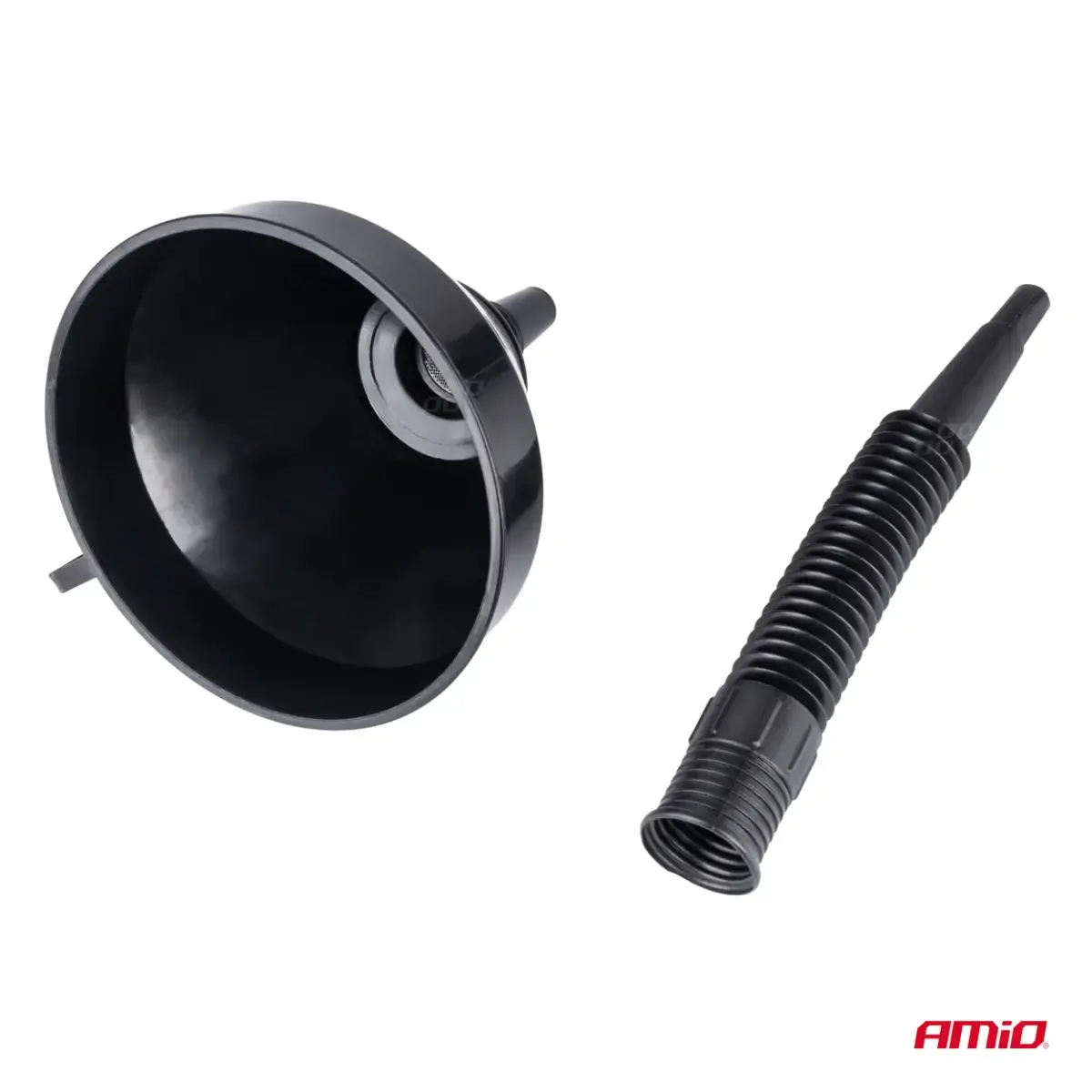Flexible black universal funnel with strainer for fuel liquid water 16 cm AMIO-04038