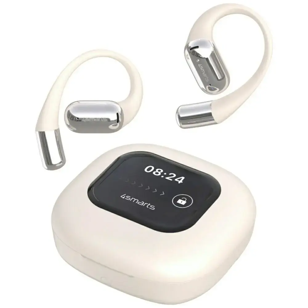Bluetooth headphones 4smarts SkyBuds OWS with AI screen beige