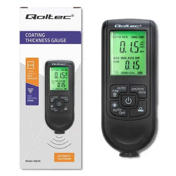 Qoltec Coating thickness gauge with LCD | 0 ~ 2000um