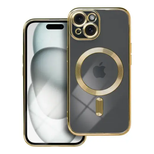 Electro Mag telefono dėklas su MagSafe palaikymu iPhone 15 auksinis
