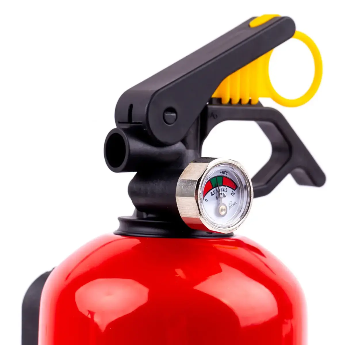 Powder fire extinguishers ABC with presure gauge and wall fixing, 1 kg