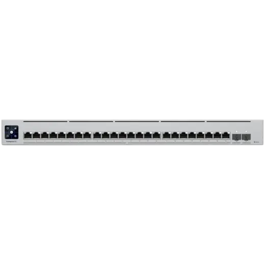 Ubiquiti Layer 3 switch with (24) 10GbE RJ45 ports and (2) 25G SFP28 ports